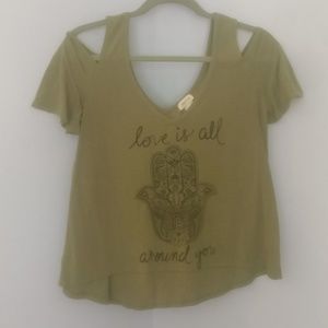 Cold shoulder graphic t-shirt